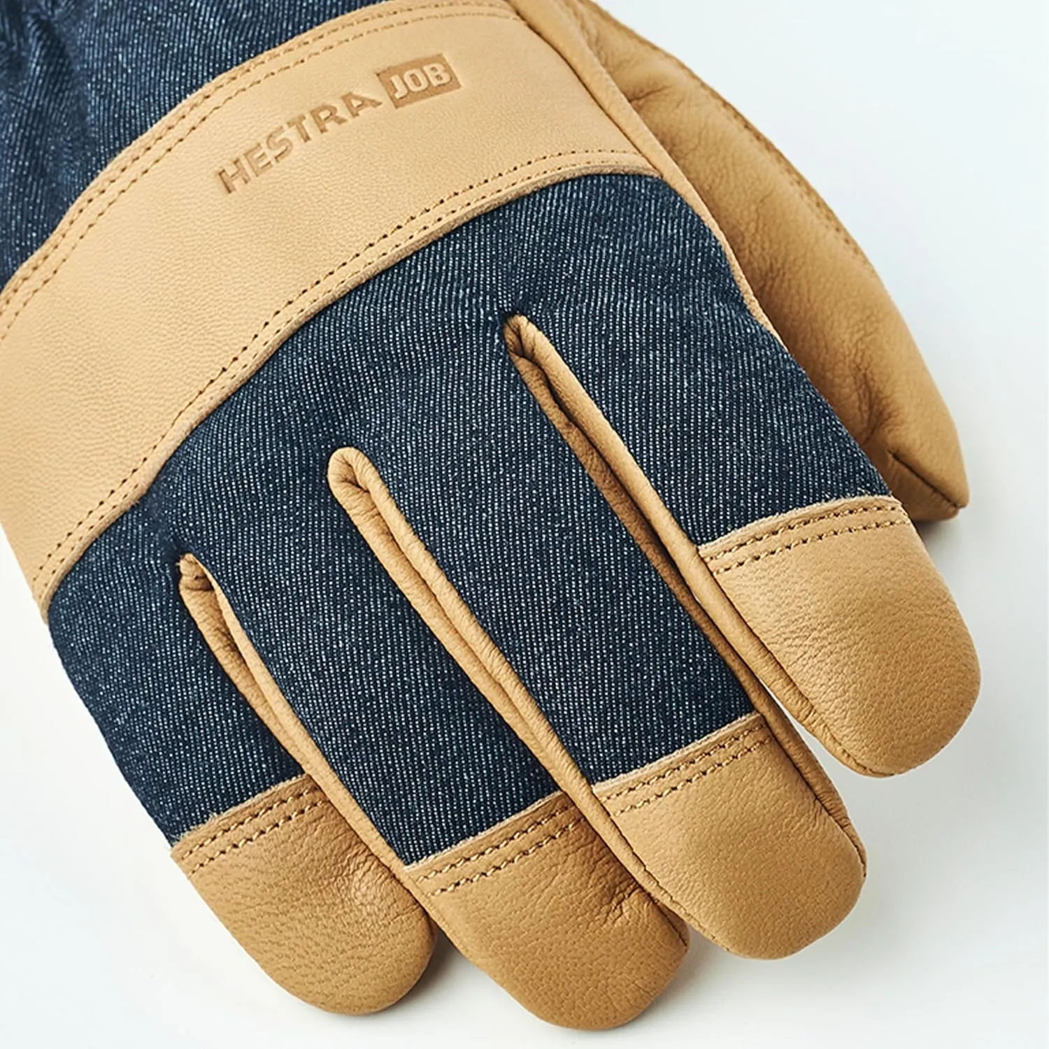 Hestra Denim Classic Glove, Leather Multi-Use Classic Work Gloves for Craftsmanship, Yard Work,Gardening & DIY Projects