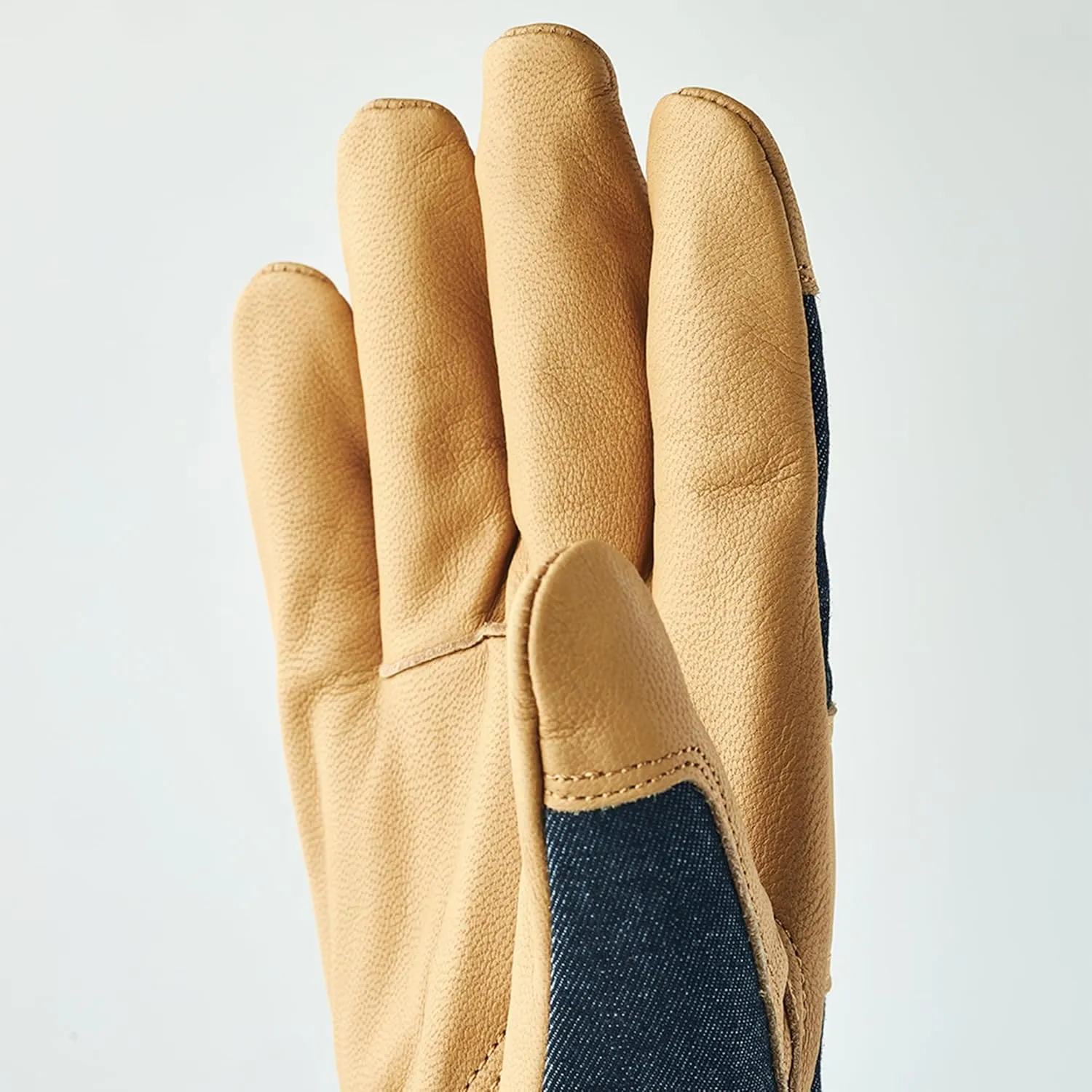 Hestra Denim Classic Glove, Leather Multi-Use Classic Work Gloves for Craftsmanship, Yard Work,Gardening & DIY Projects