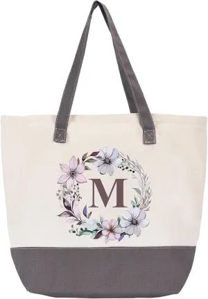 HIFA Initial Tote Bag for Women, Personalized Canvas Tote Bag -Durable Cotton, Zipper, Inner Pocket-Multipurpose Shoulder Bag