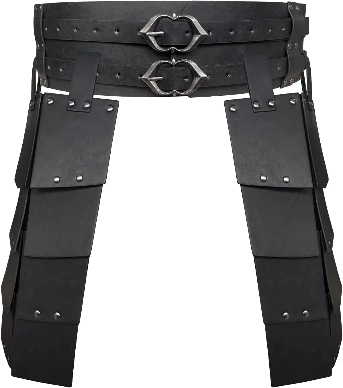 HiiFeuer Medieval Faux Leather Wide Belt Thigh Armor, Retro Double Sides Waist Armor, Mercenary & Knights Skirt for LARP