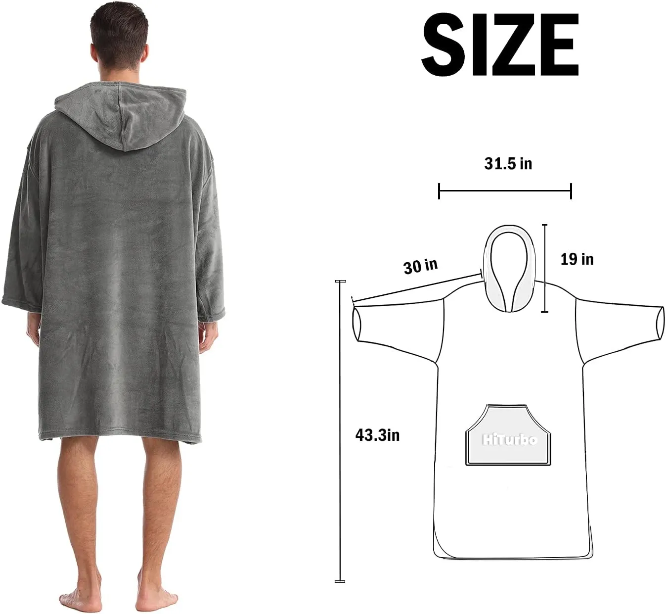 Hiturbo Plush Changing Robe, Fluffy Wearable Blanket, Soft Oversize Hooded Towel Surf Poncho with Pocket for Aquatics & Home