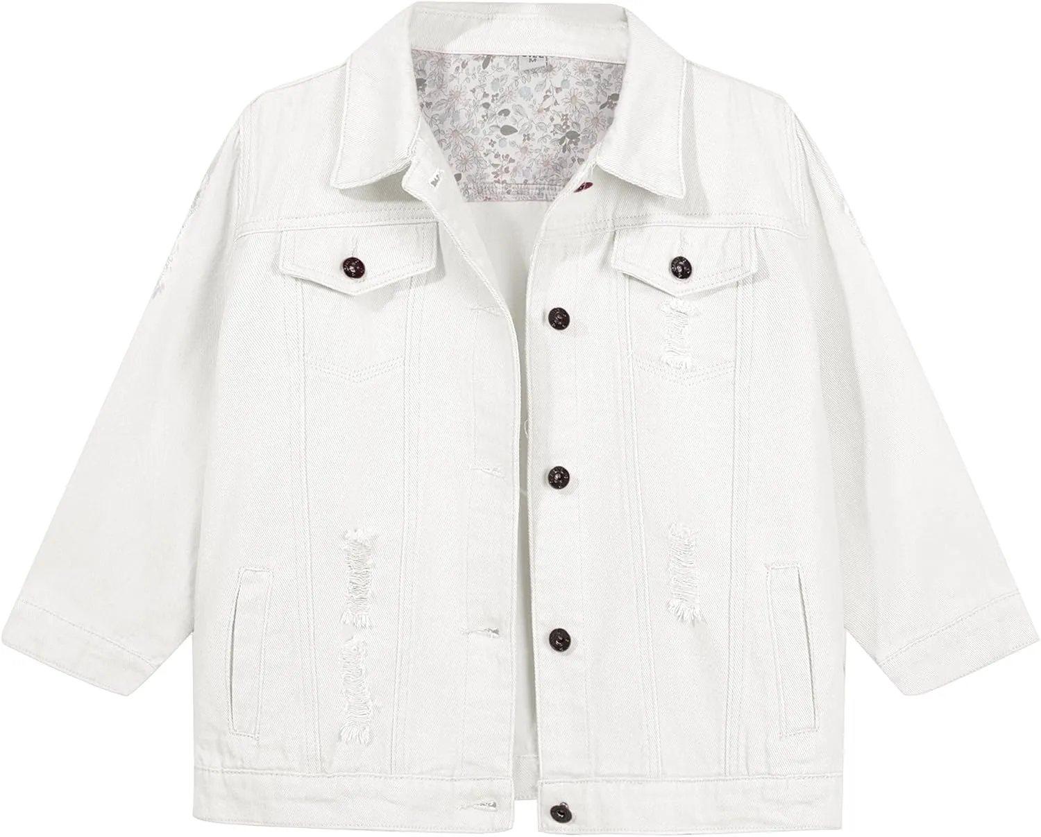Hixiaohe Women Autumn 3/4 Sleeve Retro Short Denim Jackets Light Blue Jean Coats
