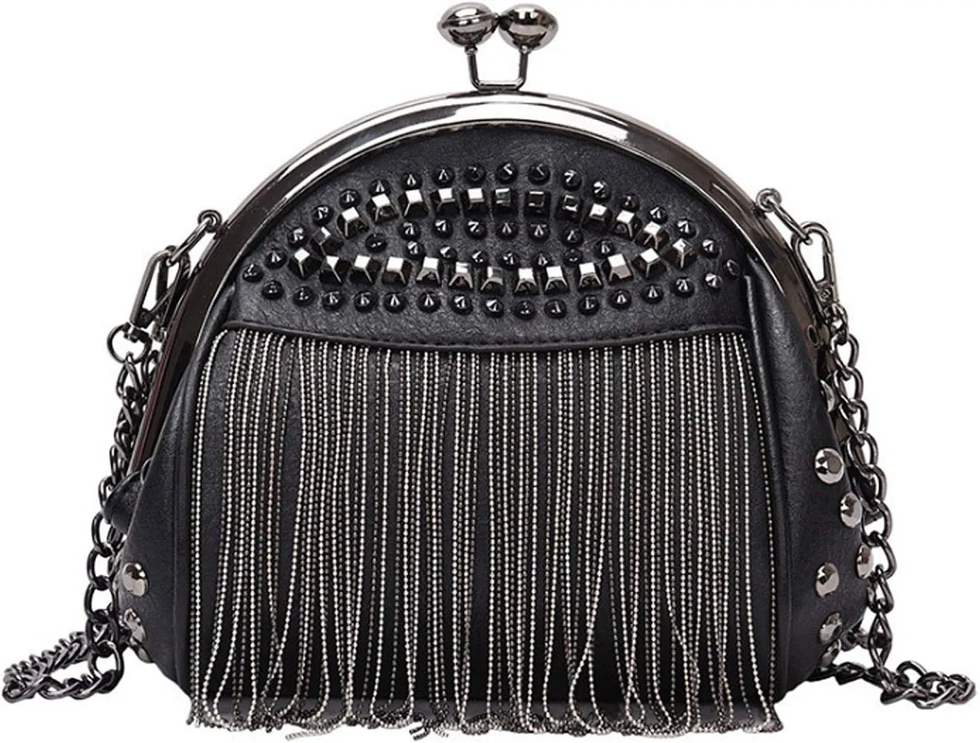 Hoce Leather Rivet Crossbody Purse Small Studded Chain Bag for Women