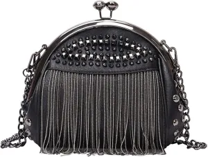 Hoce Leather Rivet Crossbody Purse Small Studded Chain Bag for Women