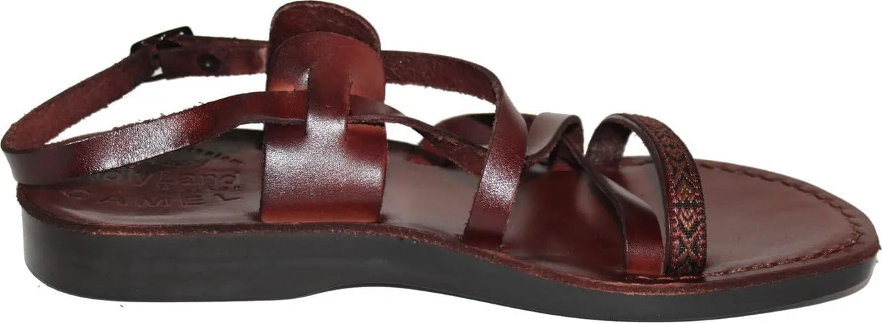 Holy Land Market Men/Women Biblical Jesus Leather/Embroidered Sandals/Slides From Jerusalem (Moses Style)