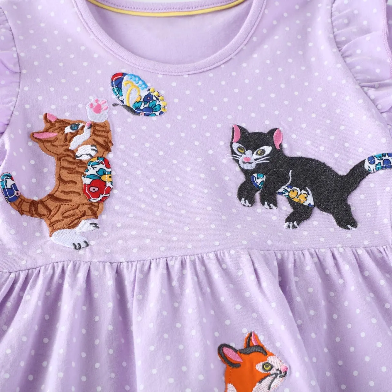 Hongshilian Toddler Girls Cotton Casual Dress Cartoon Print Short Sleeve Dress Girls Summer Sundress 2-7 Years