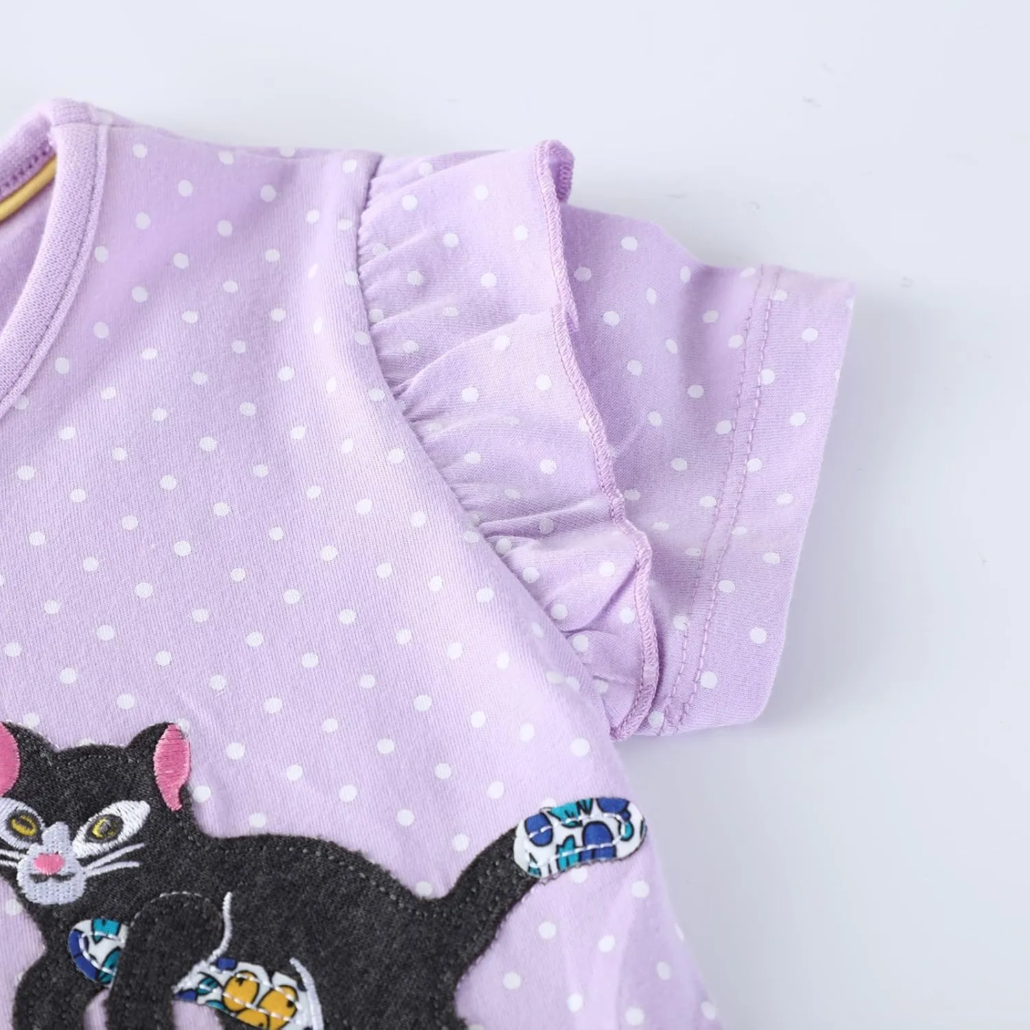 Hongshilian Toddler Girls Cotton Casual Dress Cartoon Print Short Sleeve Dress Girls Summer Sundress 2-7 Years