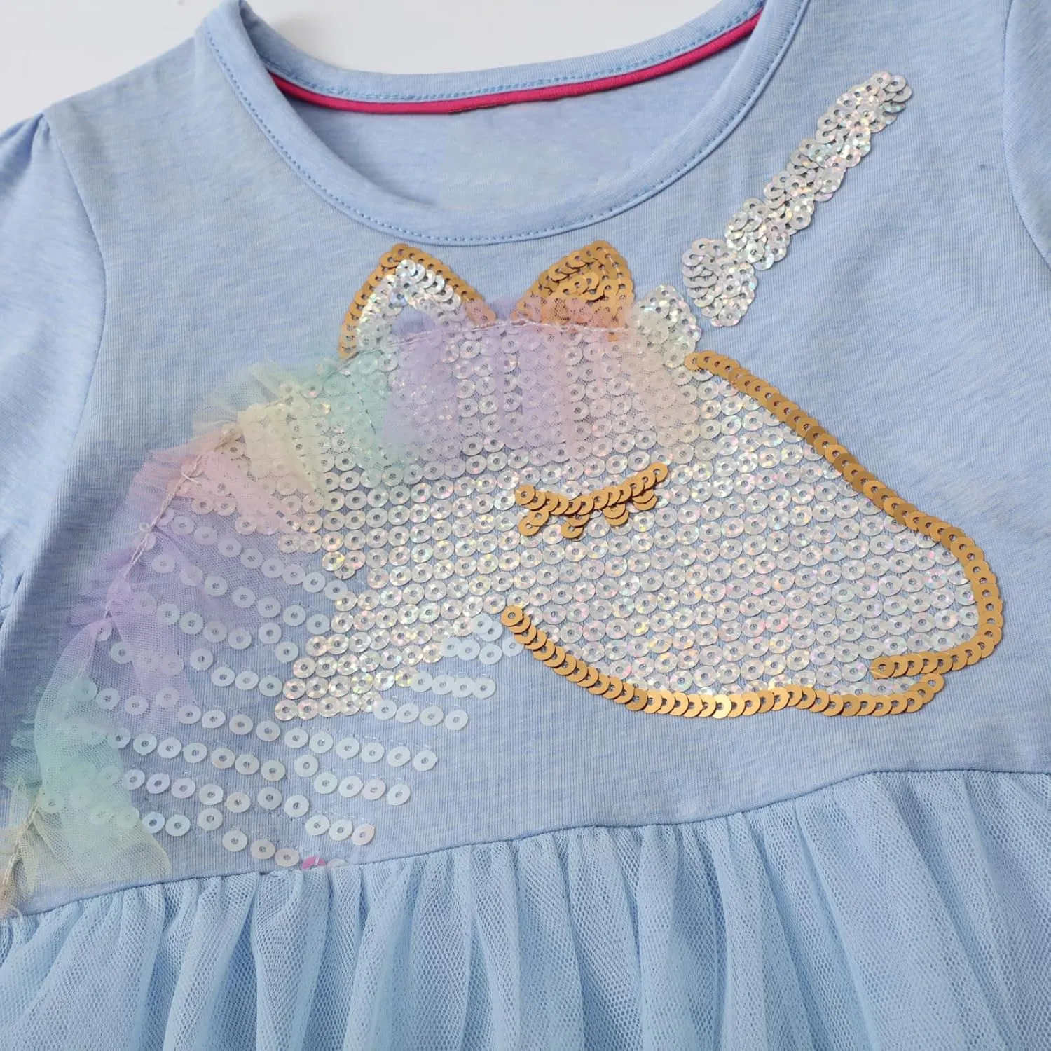 Hongshilian Toddler Girls Cotton Casual Dress Cartoon Print Short Sleeve Dress Girls Summer Sundress 2-7 Years