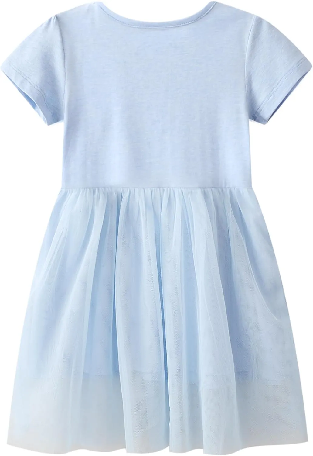 Hongshilian Toddler Girls Cotton Casual Dress Cartoon Print Short Sleeve Dress Girls Summer Sundress 2-7 Years