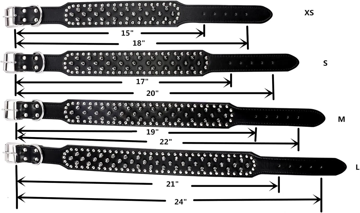 Hoot PU Leather Adjustable Spiked Studded Dog Collar 2" Wide 37 Spikes (M(Neck 19"-22"), Purple)
