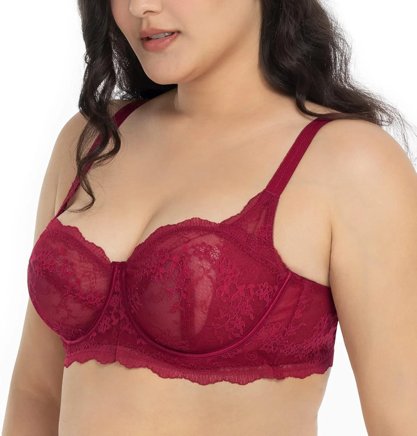 HSIA Minimizer Bra for Women - Plus Size Lace Bra Women's Full Coverage Unlined Underwire Bra for Heavy Breast