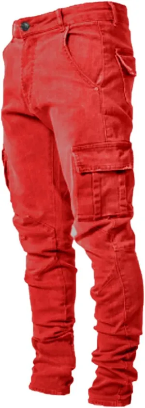 HUNGSON Men's Slim Fit Stretch Jeans Ripped Skinny Jeans for Men, Distressed Straight Leg Fashion Comfort Flex Waist Pants