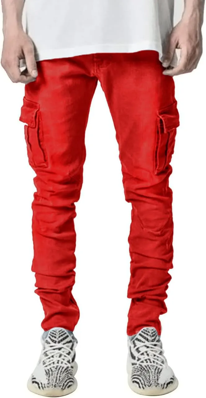 HUNGSON Men's Slim Fit Stretch Jeans Ripped Skinny Jeans for Men, Distressed Straight Leg Fashion Comfort Flex Waist Pants
