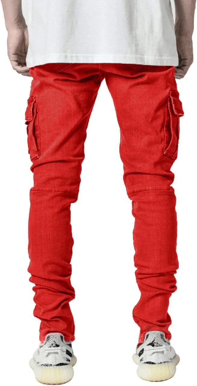 HUNGSON Men's Slim Fit Stretch Jeans Ripped Skinny Jeans for Men, Distressed Straight Leg Fashion Comfort Flex Waist Pants
