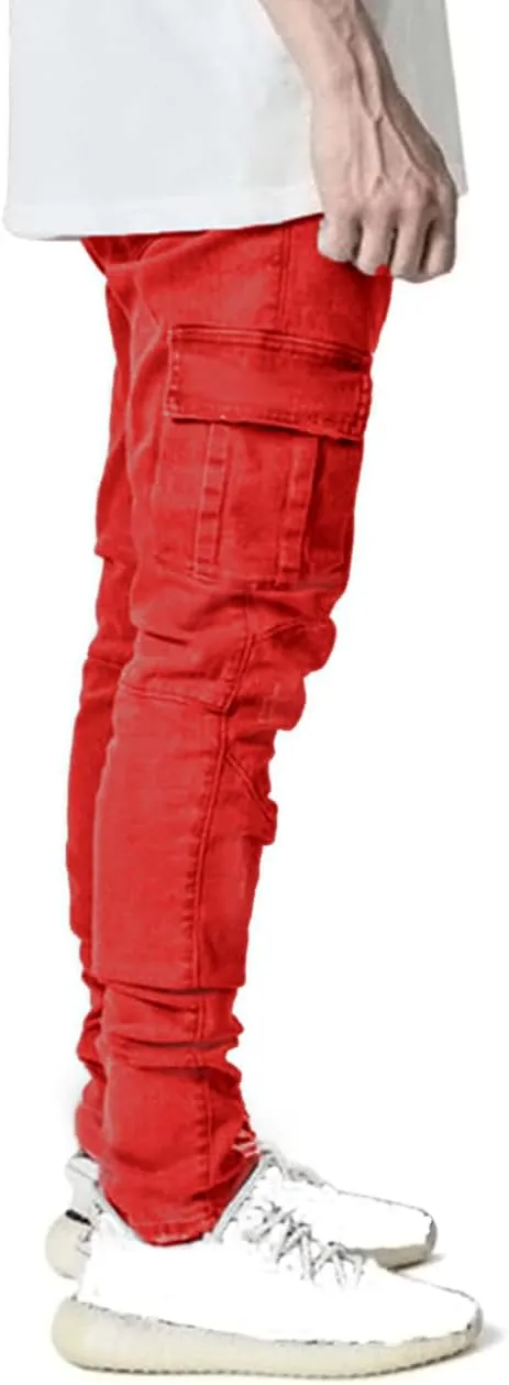 HUNGSON Men's Slim Fit Stretch Jeans Ripped Skinny Jeans for Men, Distressed Straight Leg Fashion Comfort Flex Waist Pants