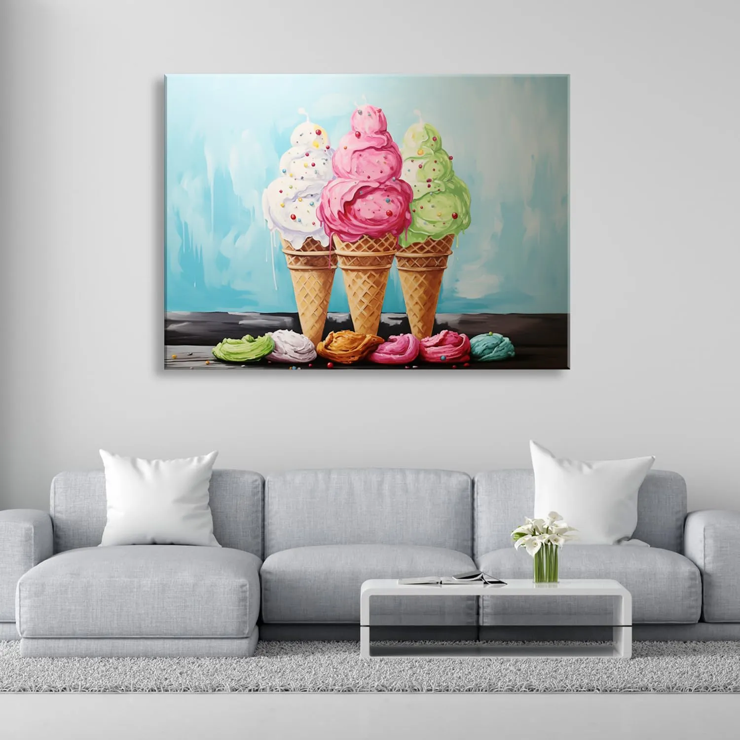 Ice Cream Printed Canvas Wall Art, Perfect for Home Decor, Gifts & Keepsakes, Ready to Hang