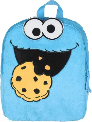 INTIMO Sesame Street Plush Cookie Monster Smile Face 12 Inch Backpack For Daily Use