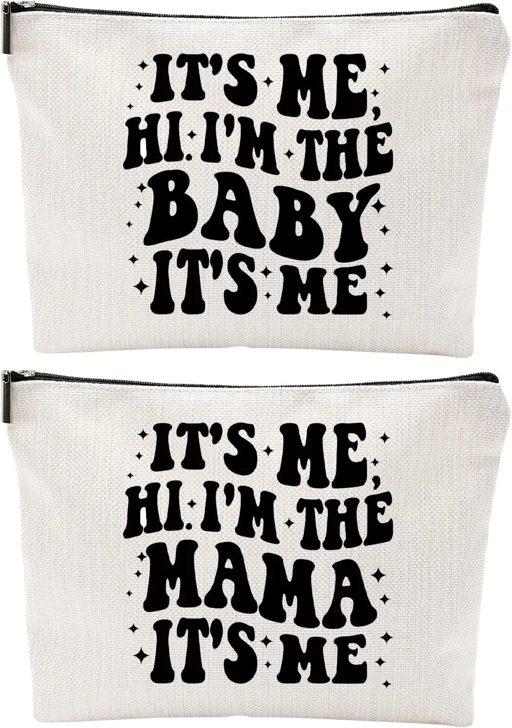 IT'S ME, HI, I'M THE MAMA & IT'S ME, HI, I'M THE BABY | Canvas Makeup Bag Set Gift for New Moms & Babies Cosmetic Bags for Daily Use