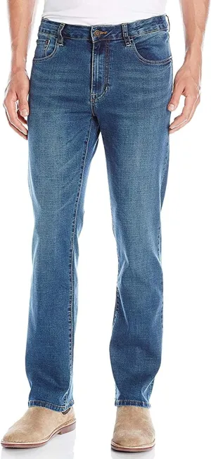 IZOD Men's Denim Jeans - Comfort Stretch Mid Rise Relaxed Fit Jeans for Men - Classic Men's Cotton 5 Pocket Denim Pants