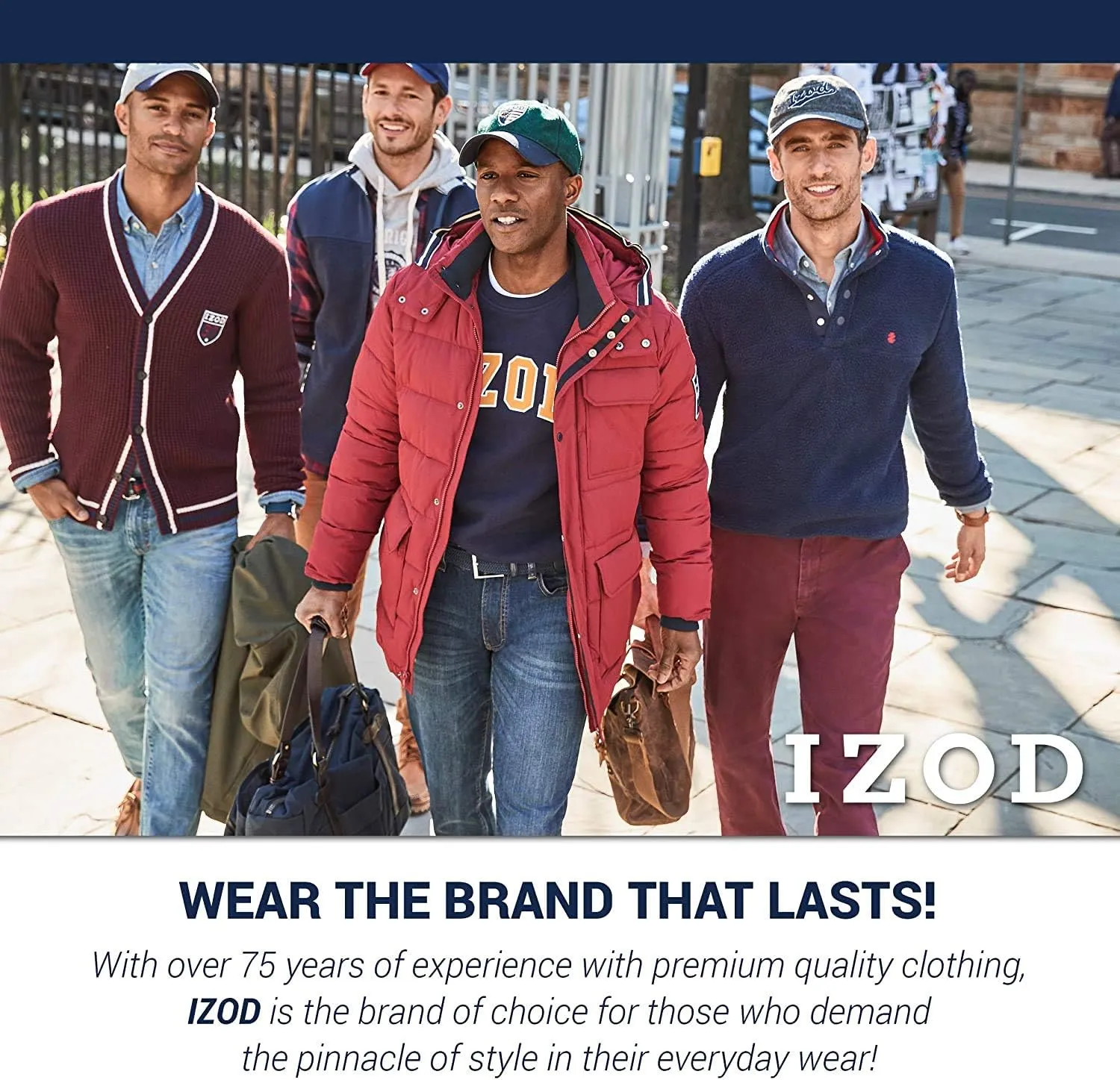 IZOD Men's Denim Jeans - Comfort Stretch Mid Rise Relaxed Fit Jeans for Men - Classic Men's Cotton 5 Pocket Denim Pants