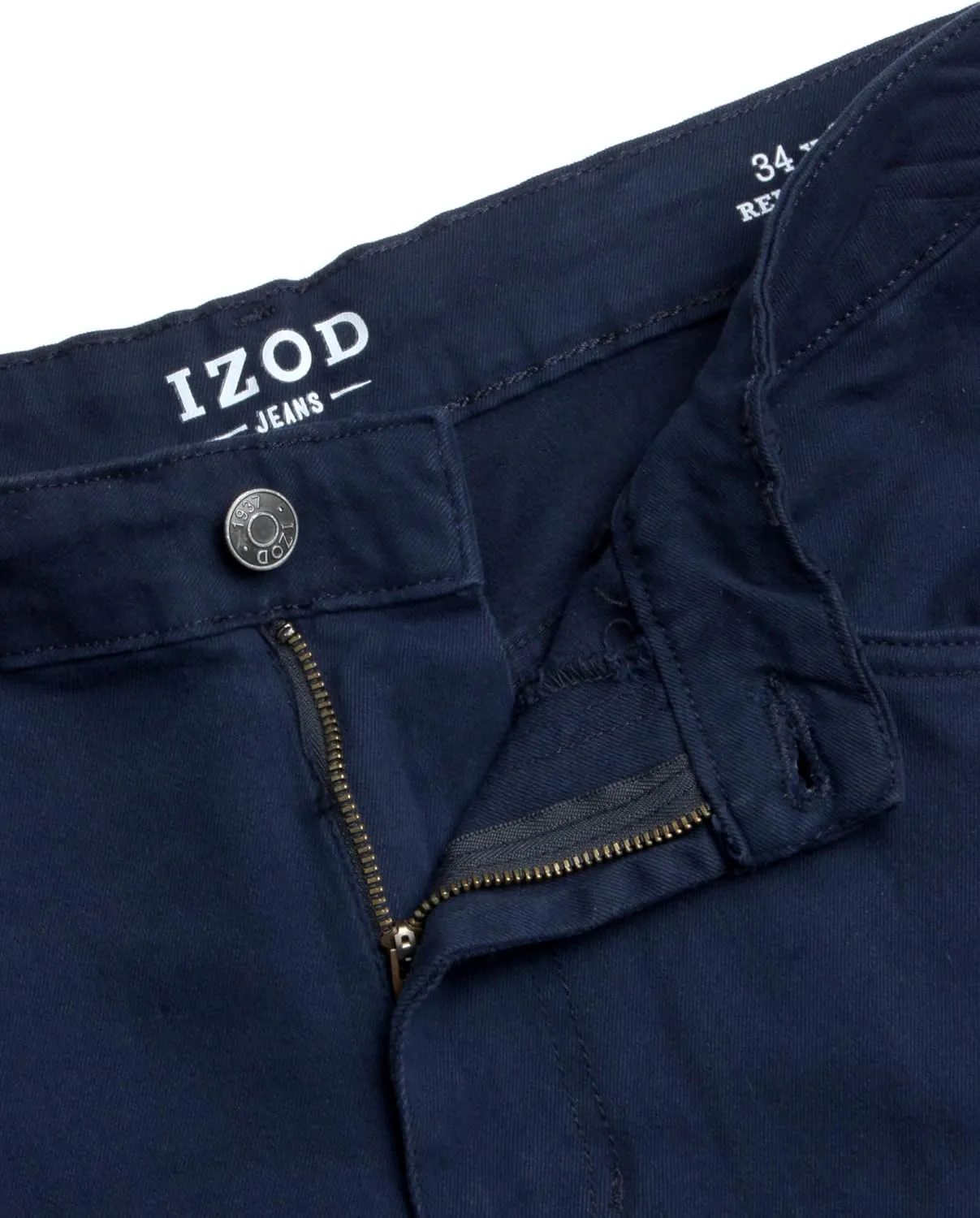 IZOD Men's Relaxed Fit Jeans - Classic 5-Pocket Comfort Stretch Denim - Straight Leg Casual Work Pants for Men