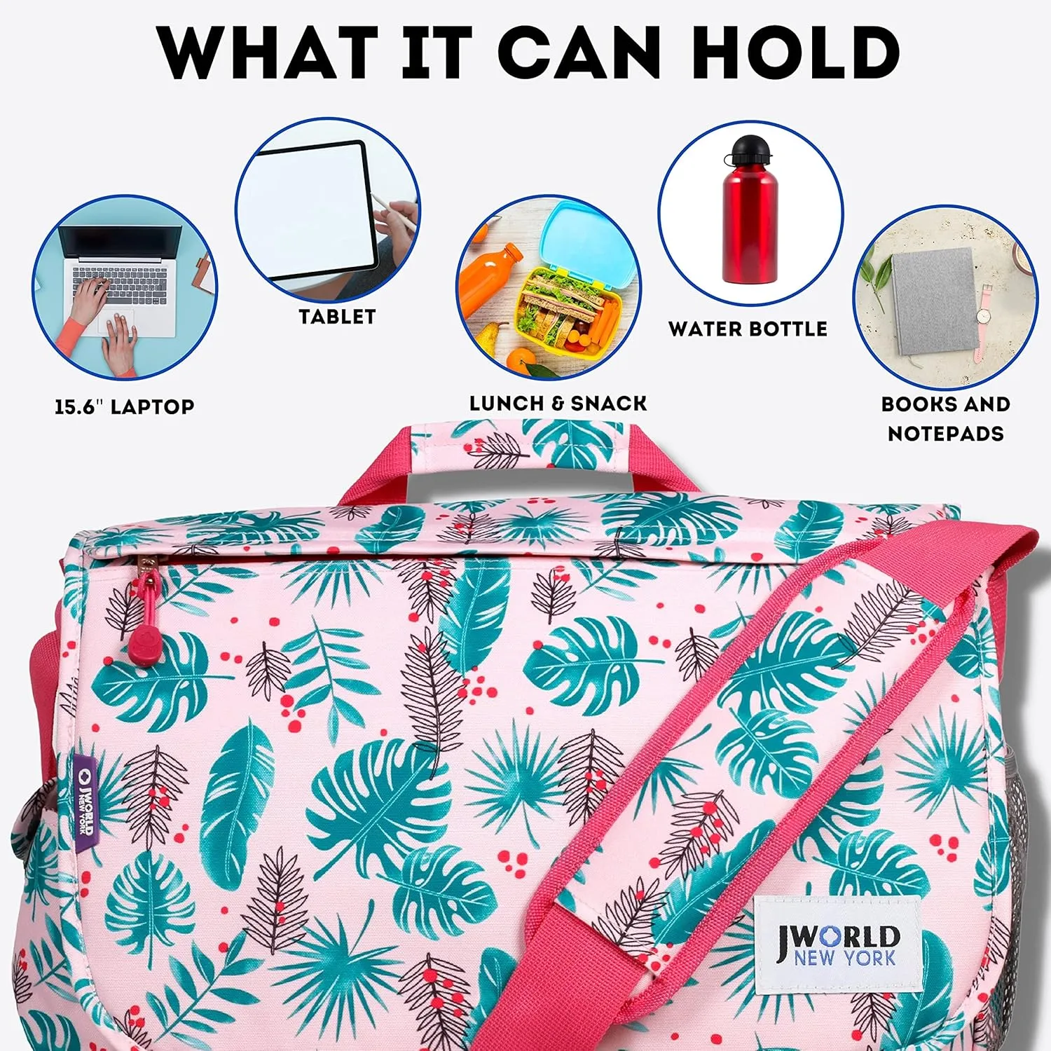 J World New York Thomas Laptop Messenger Bag for Women & Men. Kids Computer Bookbag