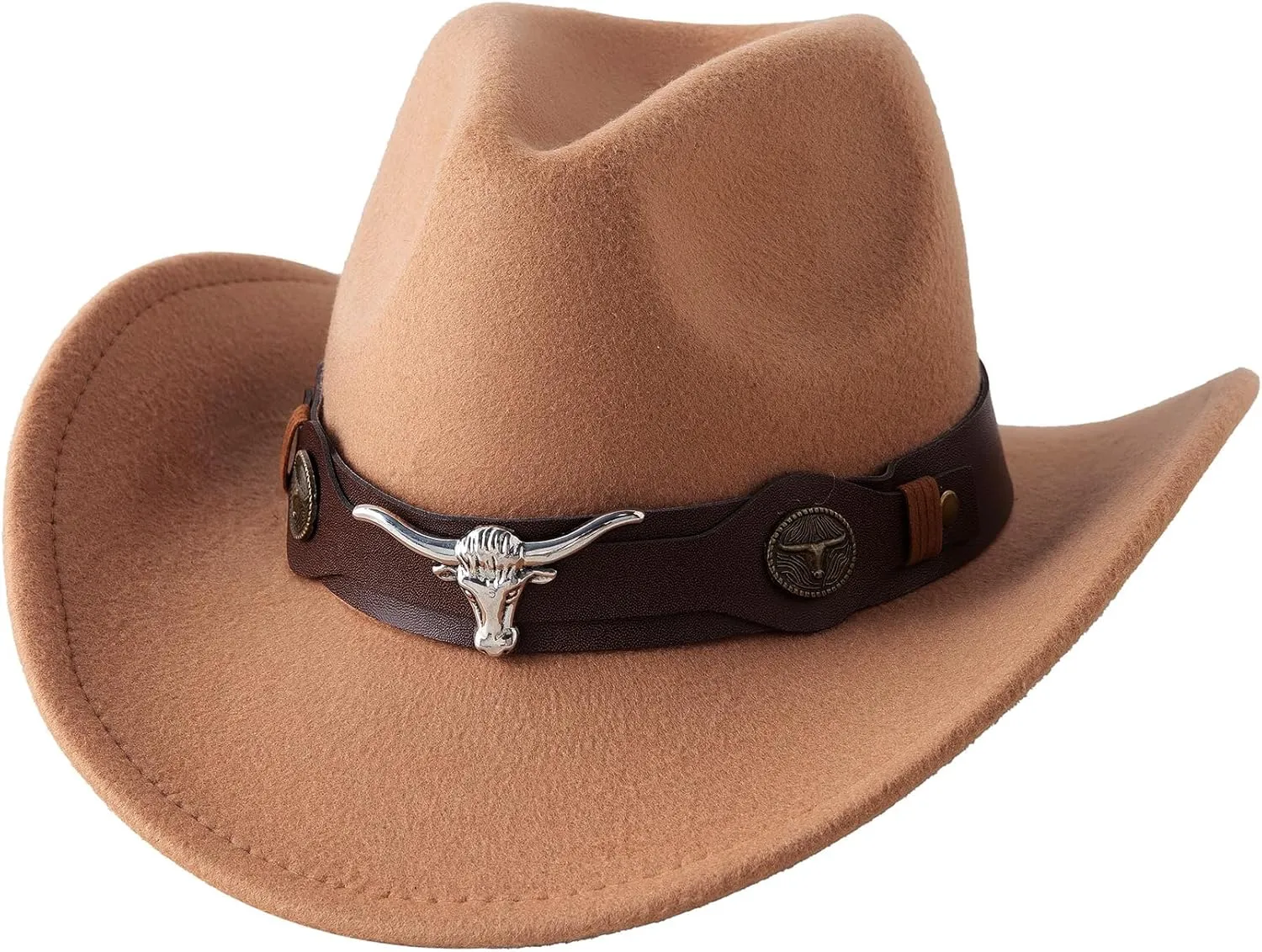 Jastore Kids Western Hats Boys Girls Cowboy Felt Hat Jazz Fedora Cowgirl Hats with Belt Buckle