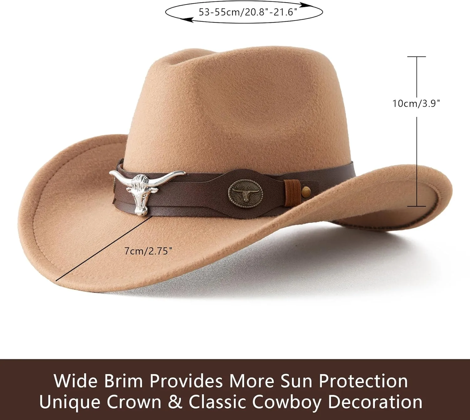 Jastore Kids Western Hats Boys Girls Cowboy Felt Hat Jazz Fedora Cowgirl Hats with Belt Buckle