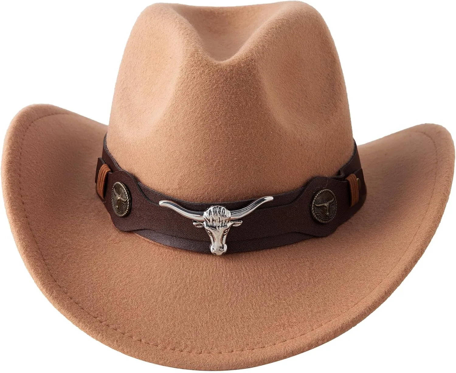 Jastore Kids Western Hats Boys Girls Cowboy Felt Hat Jazz Fedora Cowgirl Hats with Belt Buckle