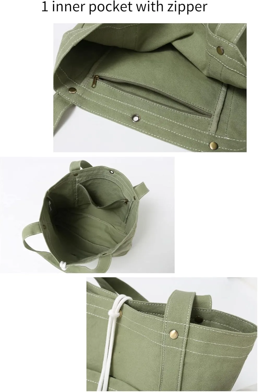 Jeelow Heavy Duty Canvas Travel Tote Handbag Shoulder Crossbody Bags Purse For Men & Women