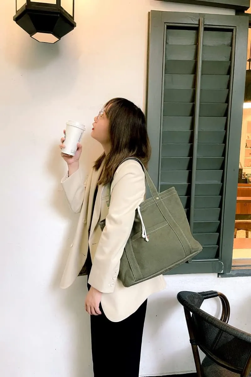 Jeelow Heavy Duty Canvas Travel Tote Handbag Shoulder Crossbody Bags Purse For Men & Women
