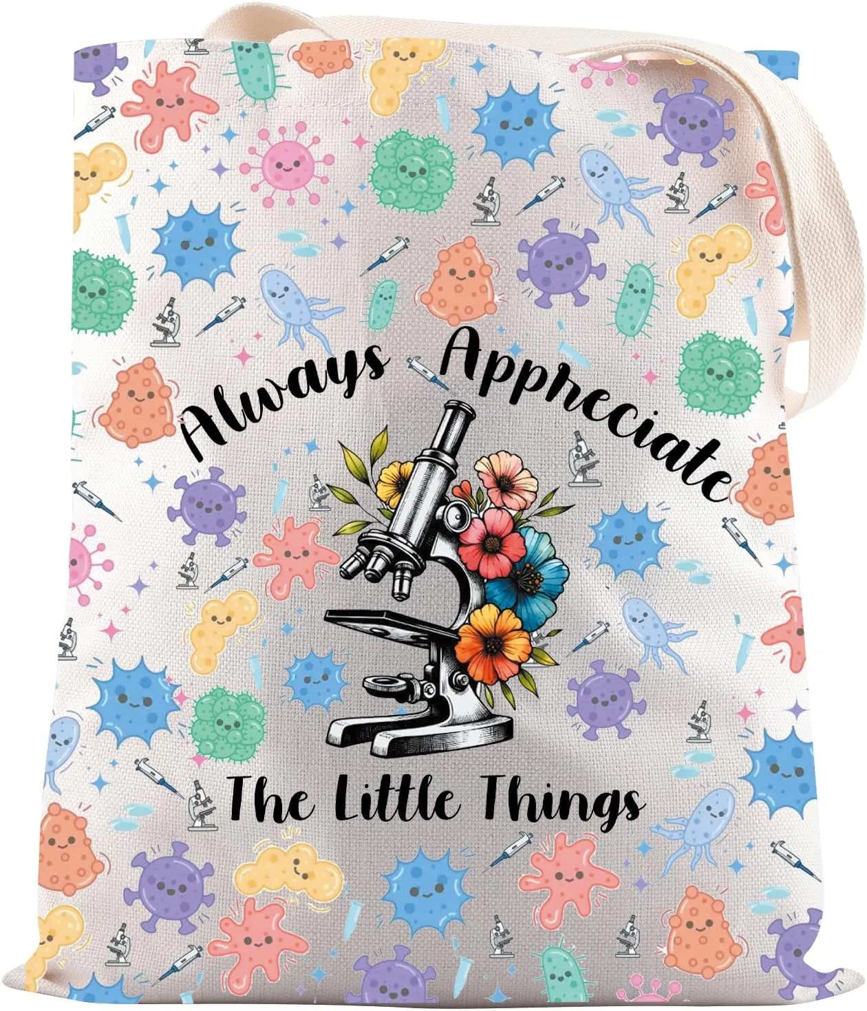 JNIAP Microbiology Gift Always Appreciate The Little Things Tote Bag Medical science Gift