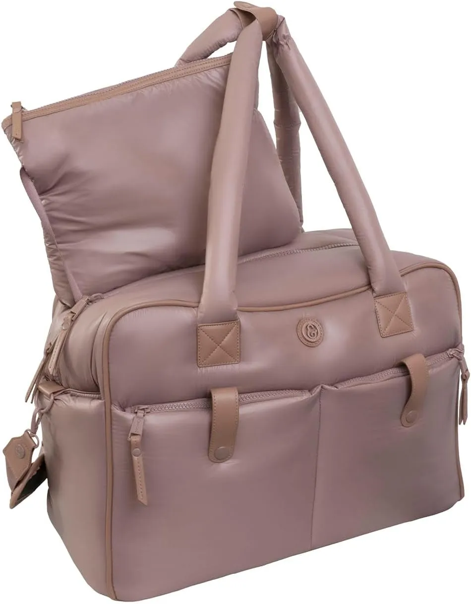 Joan & David 20 Inch Puffer Nylon Weekender Duffle Bag with Detachable Pouch (Light Mauve)