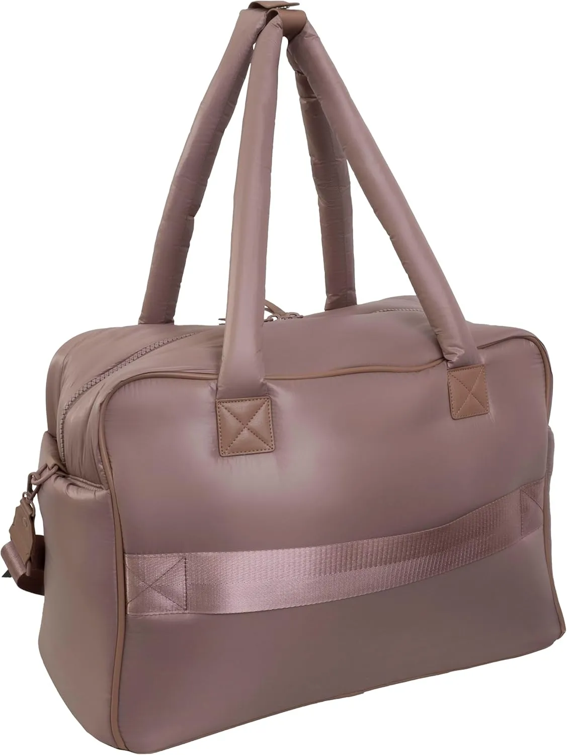 Joan & David 20 Inch Puffer Nylon Weekender Duffle Bag with Detachable Pouch (Light Mauve)