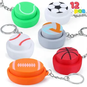 JOYIN 12 Pcs 3D Printed Sports Balls Fidget Clicker Toys, Sensory Fidget Toys Keychain for Relief Stress Autism Hyperactivity, Kids Adults Birthday Gifts Gifts Goodie Bags Stuffers