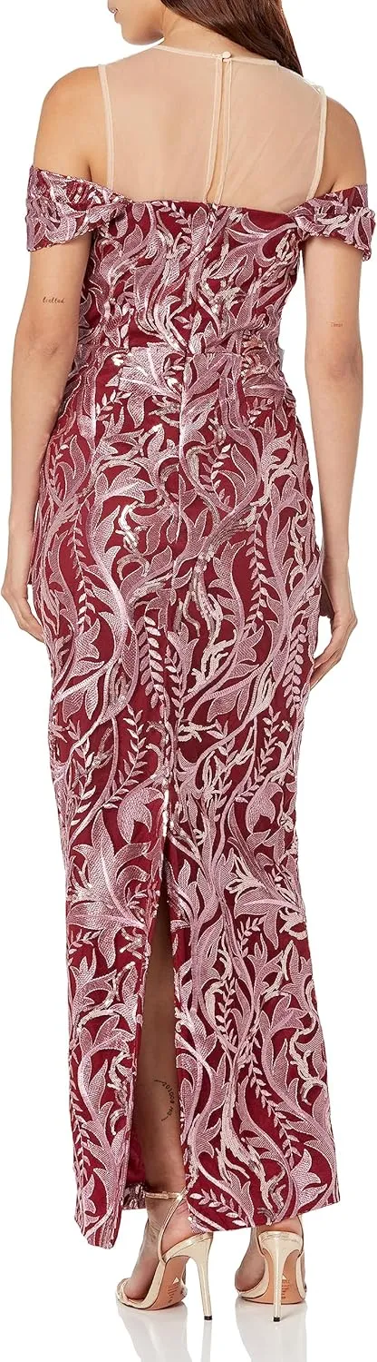 JS Collections Women's Cora Cold Shoulder Column Gown