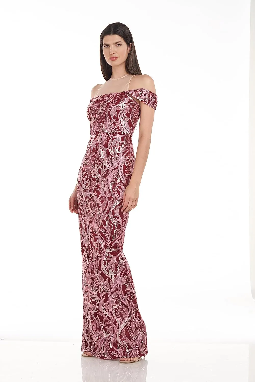 JS Collections Women's Cora Cold Shoulder Column Gown