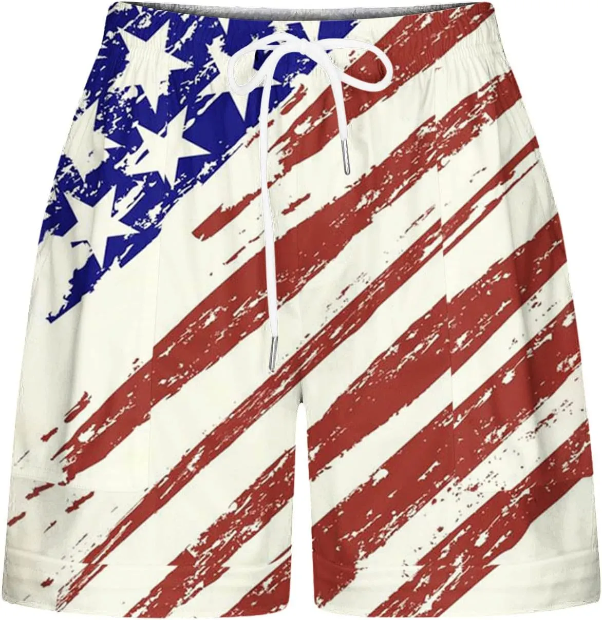 July 4th Shorts for Women American Flag Printed Drawstring Elastic Waist Shorts Party in The USA Summer Fashion 2023