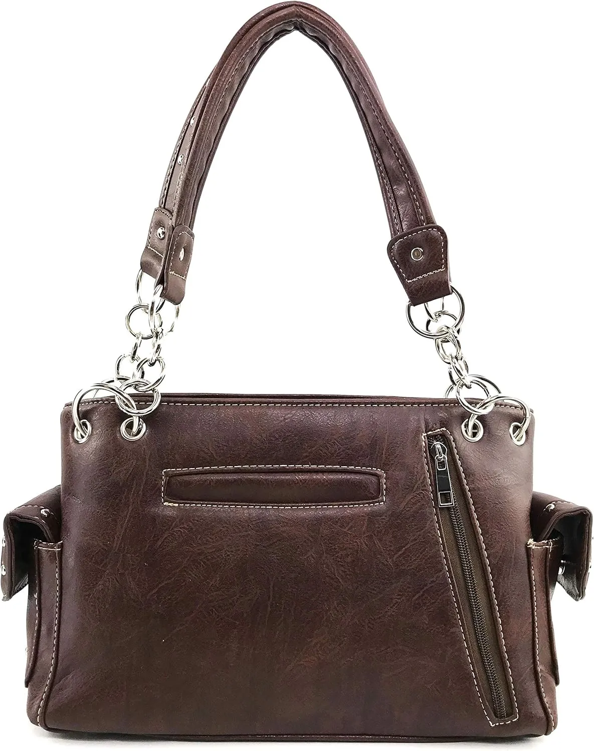 Justin West Native American Chieftain Cactus Feathers Embroidered Studded CCW Concealed Carry Shoulder Purse Handbag
