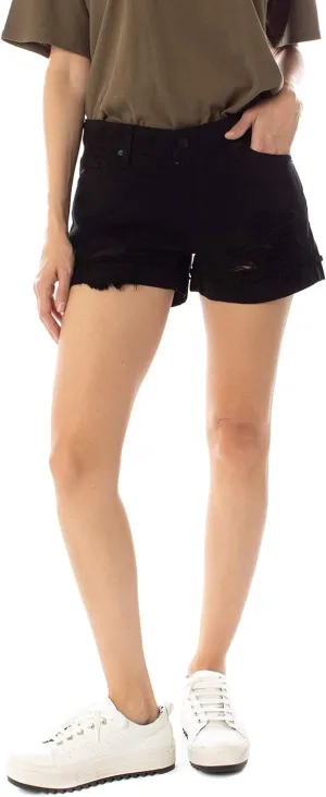 Kancan Women's Mid Rise Distressed Denim Shorts - KC7327