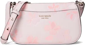 kate spade new york Bleecker Spring Pansies Embossed Saffiano Leather Small Crossbody, Blush Cloud Multi