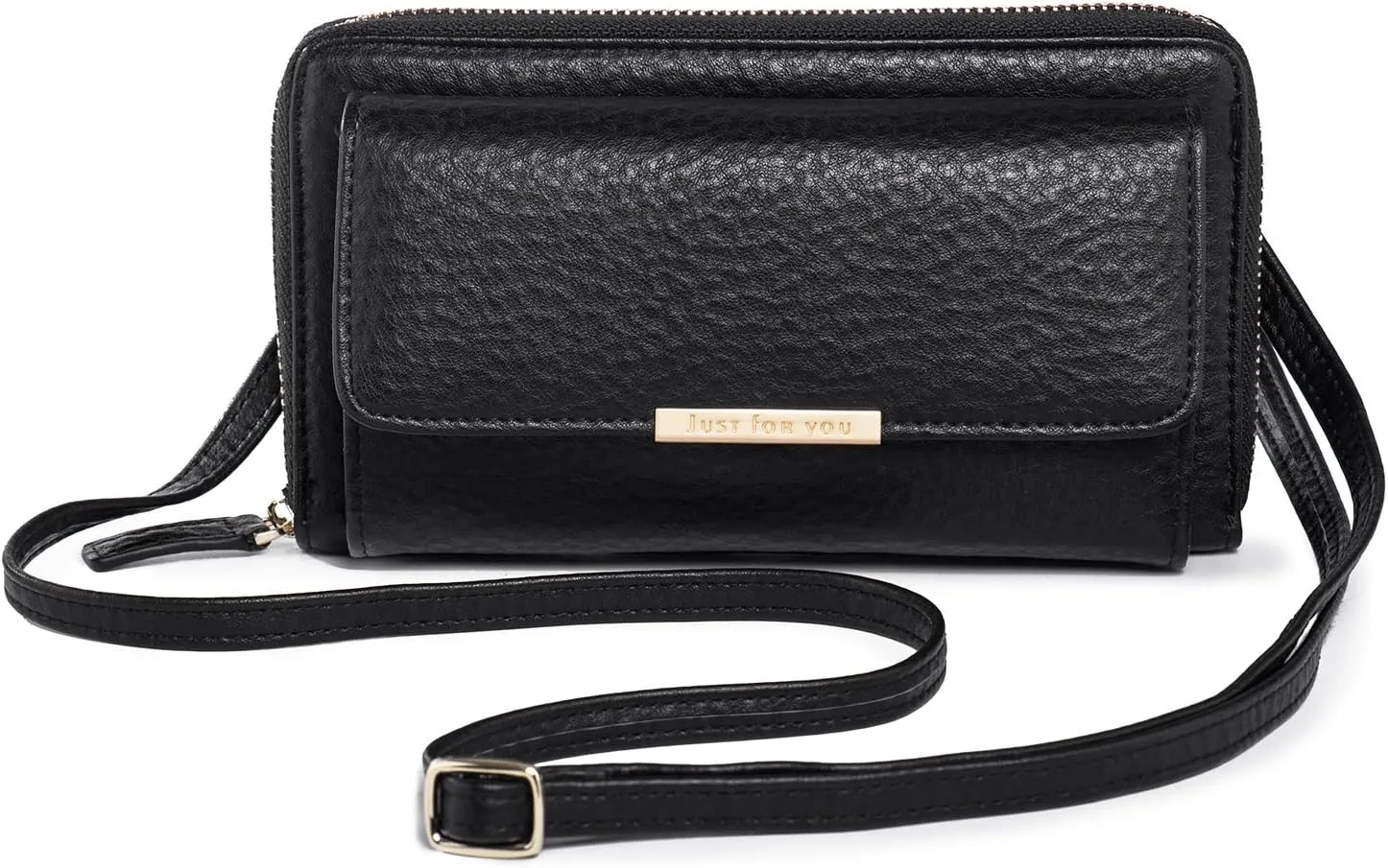 katloo Leather Crossbody Cell Phone Purse for Women, Small Crossbody Bags Ladies Clutch Wallet Shoulder Handbag with Credit Card Slot Adjustable Strap (Black)