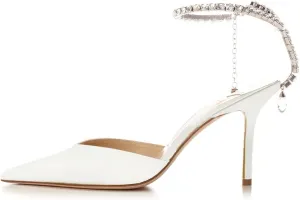 keleimusi Crystal-Embellished Ankle Strap Pumps Wedding Dress Stiletto Heels for Women