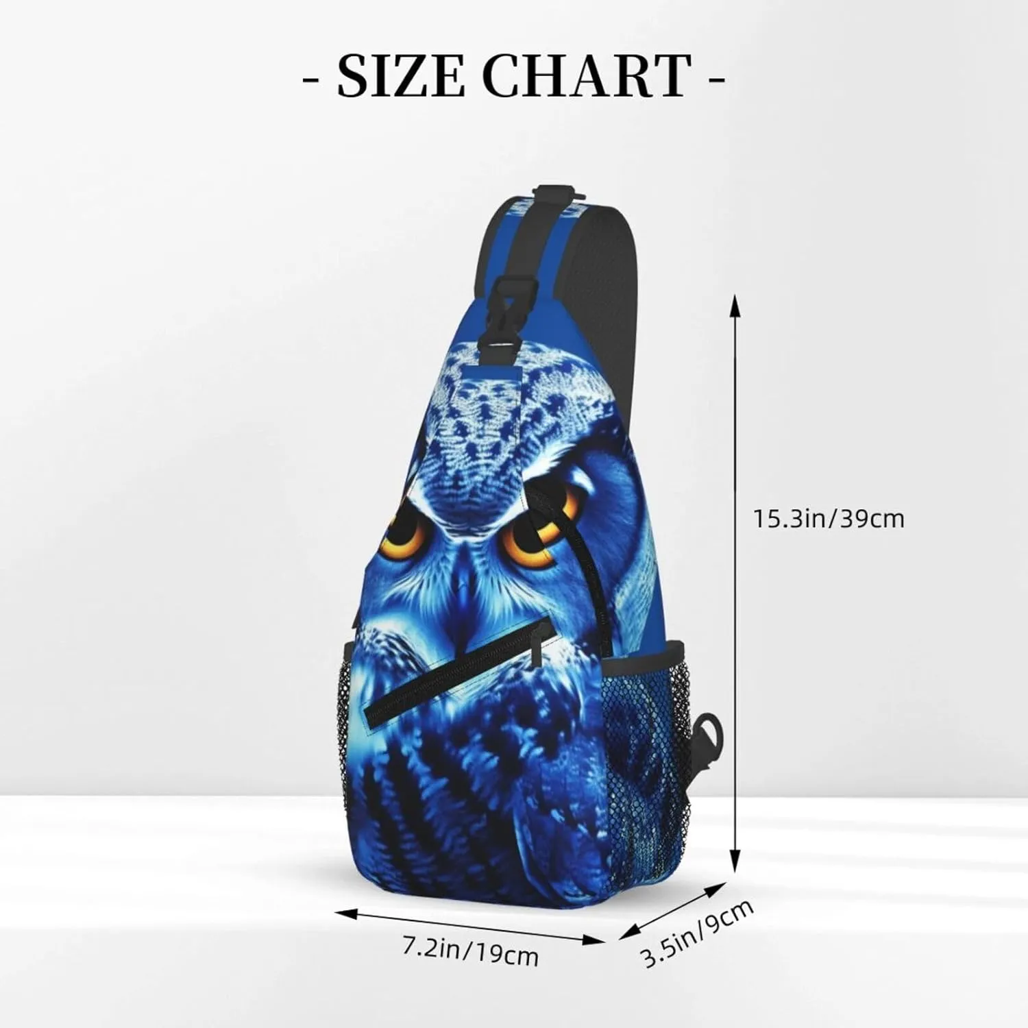 KHiry Sling Bag for Women Men Crossbody Bag Small Sling Backpack Blue Owl Chest Bag Hiking Daypack