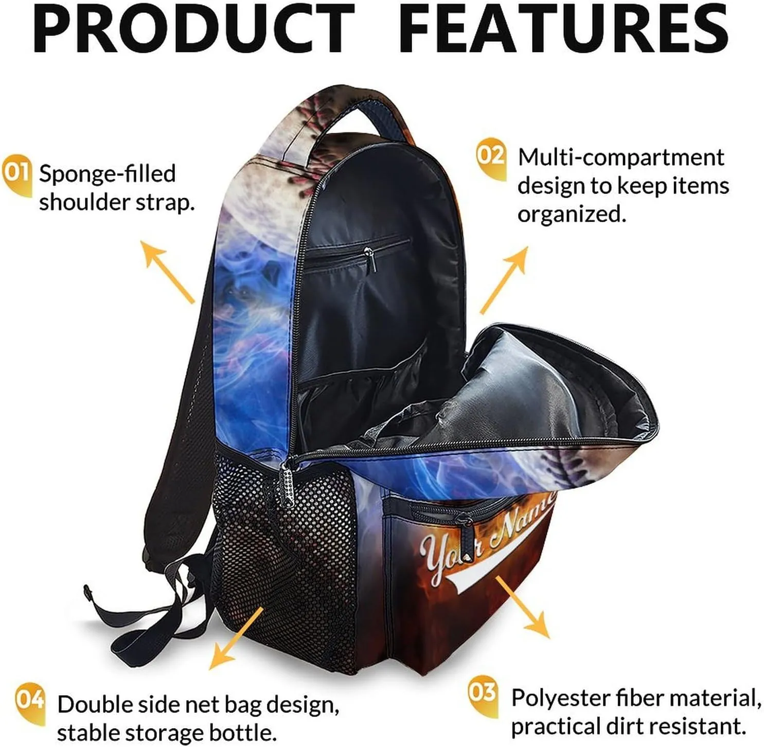 Kids Backpack, Custom Baseball Backpack for Girls 3-10, Cool School Bag, 17 Inch Student Bookbag for Travel, Work and School Picnic