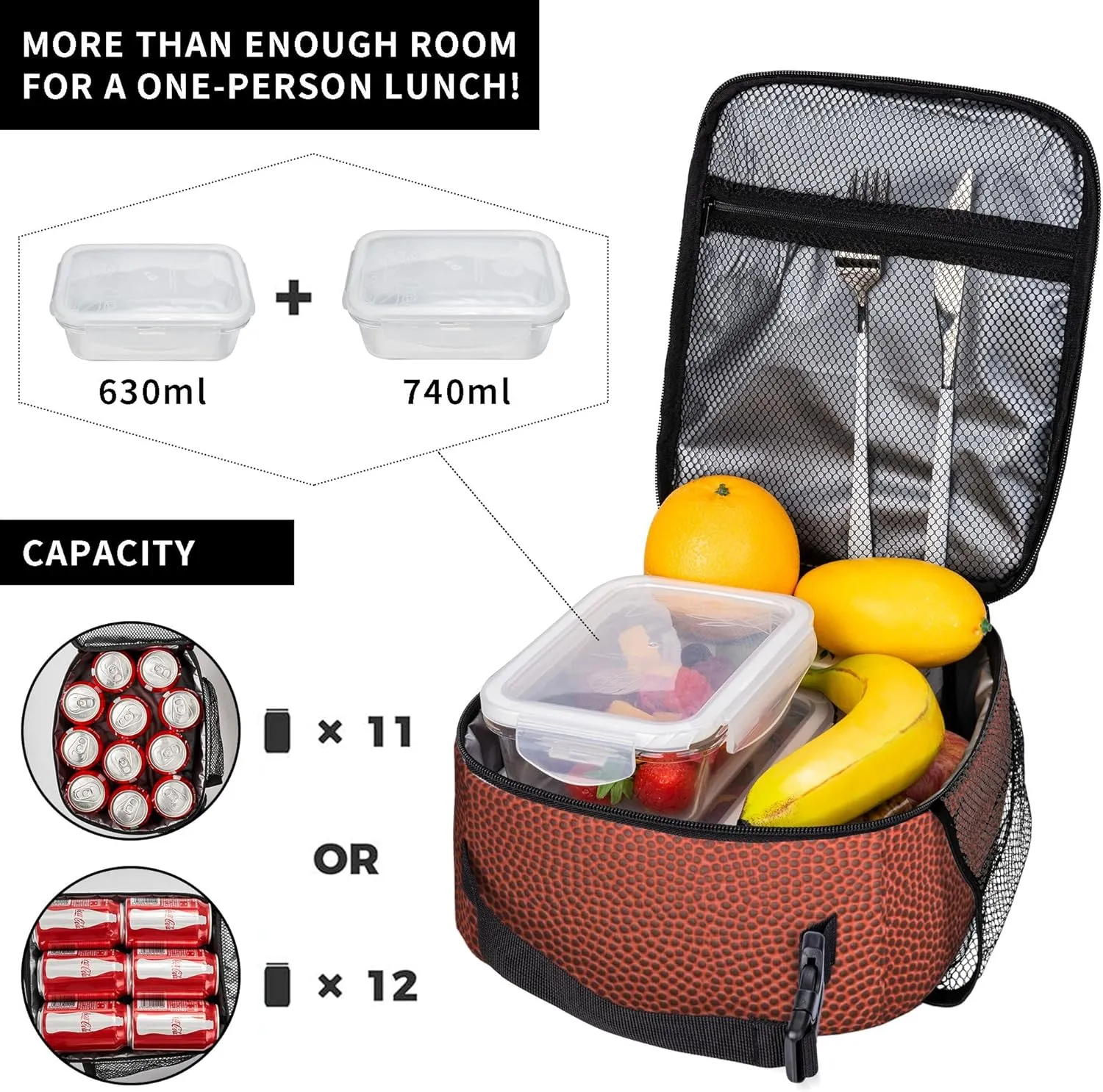 Kids Lunch Box Lunch Bag for Boys Girls Women Men, Reusable Insulated Lunch Boxes Tote Bag, High Capacity Leakproof Thermal Cooler Sack Food Handbags for School Work Picnic Camping (Football)