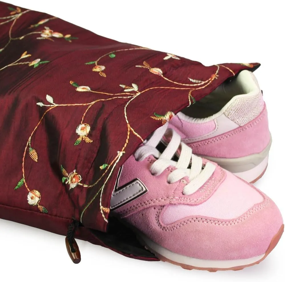 kilofly Embroidered Silk Jacquard Travel Bag, Lingerie & Shoes, Value Set of 2