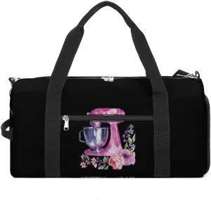 Kitchen Mixer with Floral Watercolor Travel Gym Bag Sport Workout Duffel Bags with Compartments And Side Pocket