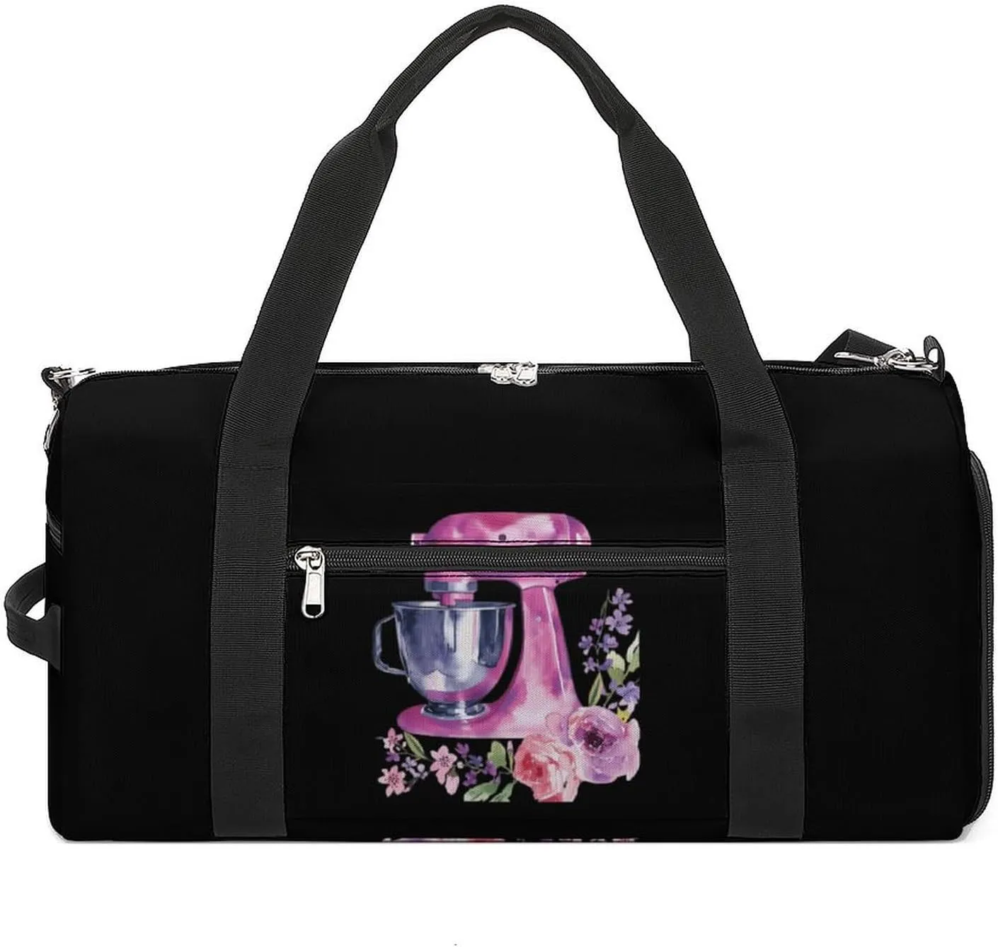 Kitchen Mixer with Floral Watercolor Travel Gym Bag Sport Workout Duffel Bags with Compartments And Side Pocket