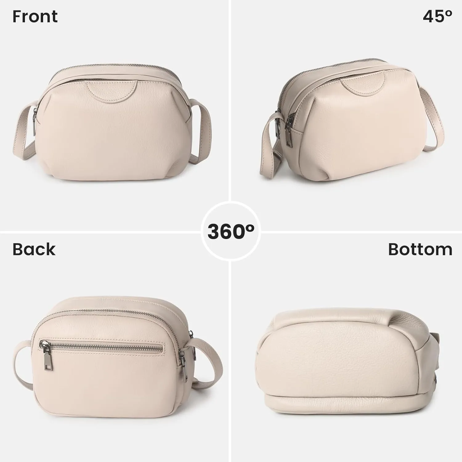 KOGTLA Women's Small Genuine Leather Crossbody Bags with Adjustable Strap, Anti-Theft Purses with Credit Card Slots